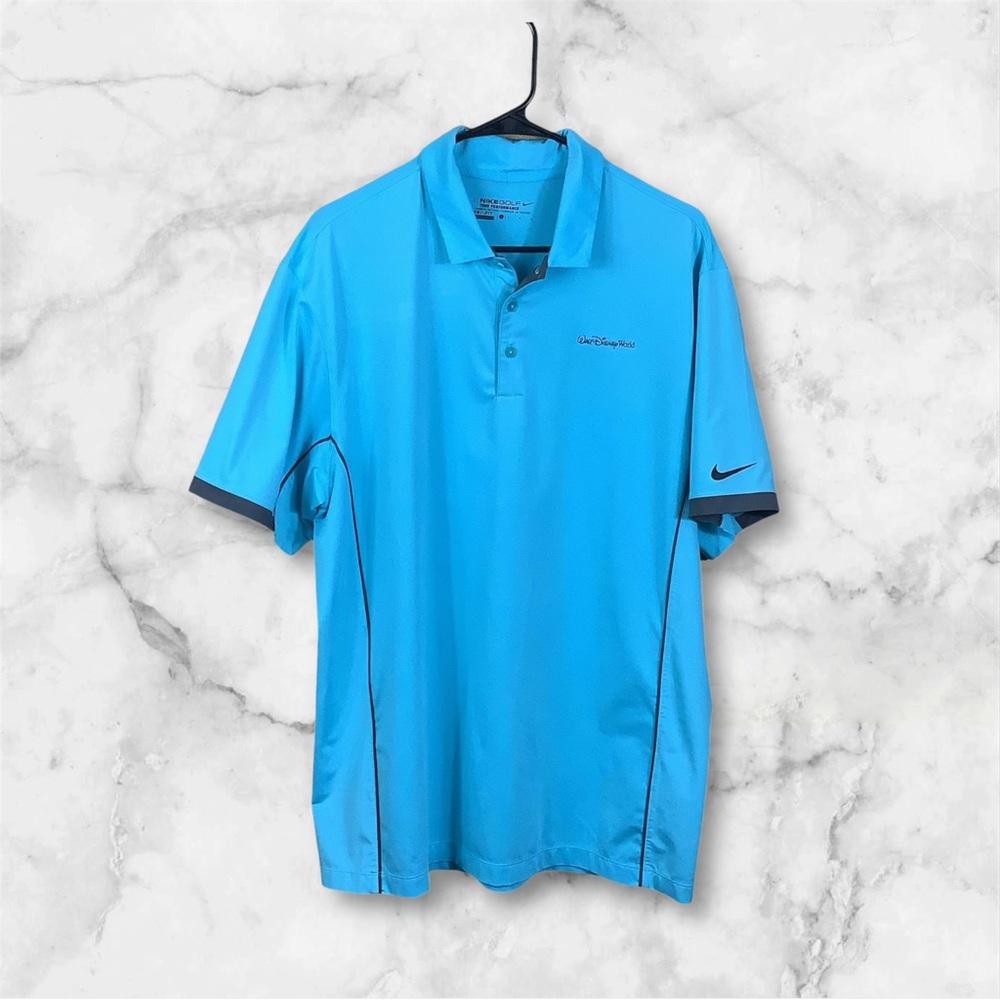 Nike Golf Disney Parks Walt Disney World Mens Shirt Size Large Blue Short Sleeve